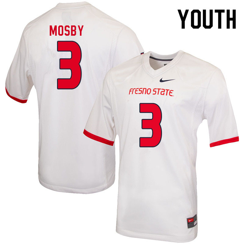 Youth #3 Arron Mosby Fresno State Bulldogs College Football Jerseys Sale-White
